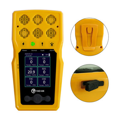 Analisador de Gás Multiportátil 6 em 1 EX CO2 CO2 O2 NO2 H2S VOC NH3 6 Detector de Gás Com Bomba